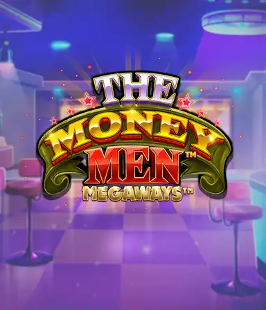 Скриншот игрового автомата The Money Men Megaways от Pragmatic Play, показывающее яркий городской пейзаж с элементами хип-хоп культуры. На переднем плане видны символы слота: золотые украшения, крутые автомобили и изображения, исполняющие рэп жесты, создающие атмосферу настоящего хип-хоп приключения. Название слота The Money Men Megaways расположен в верхней части изображения, подчеркивая тематику и стиль игры.